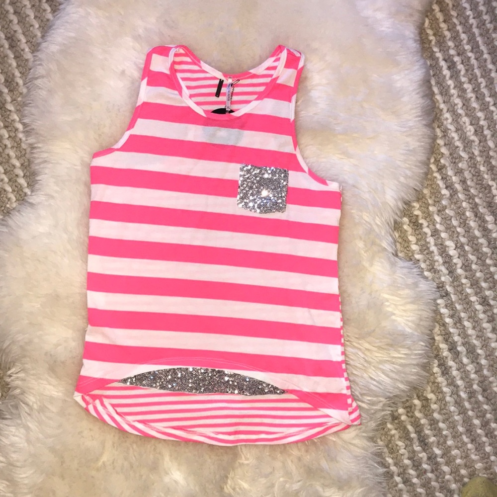 Pink white sequins tank top